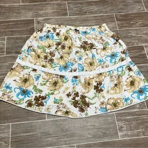 Floral Skirt with Lace Trim
